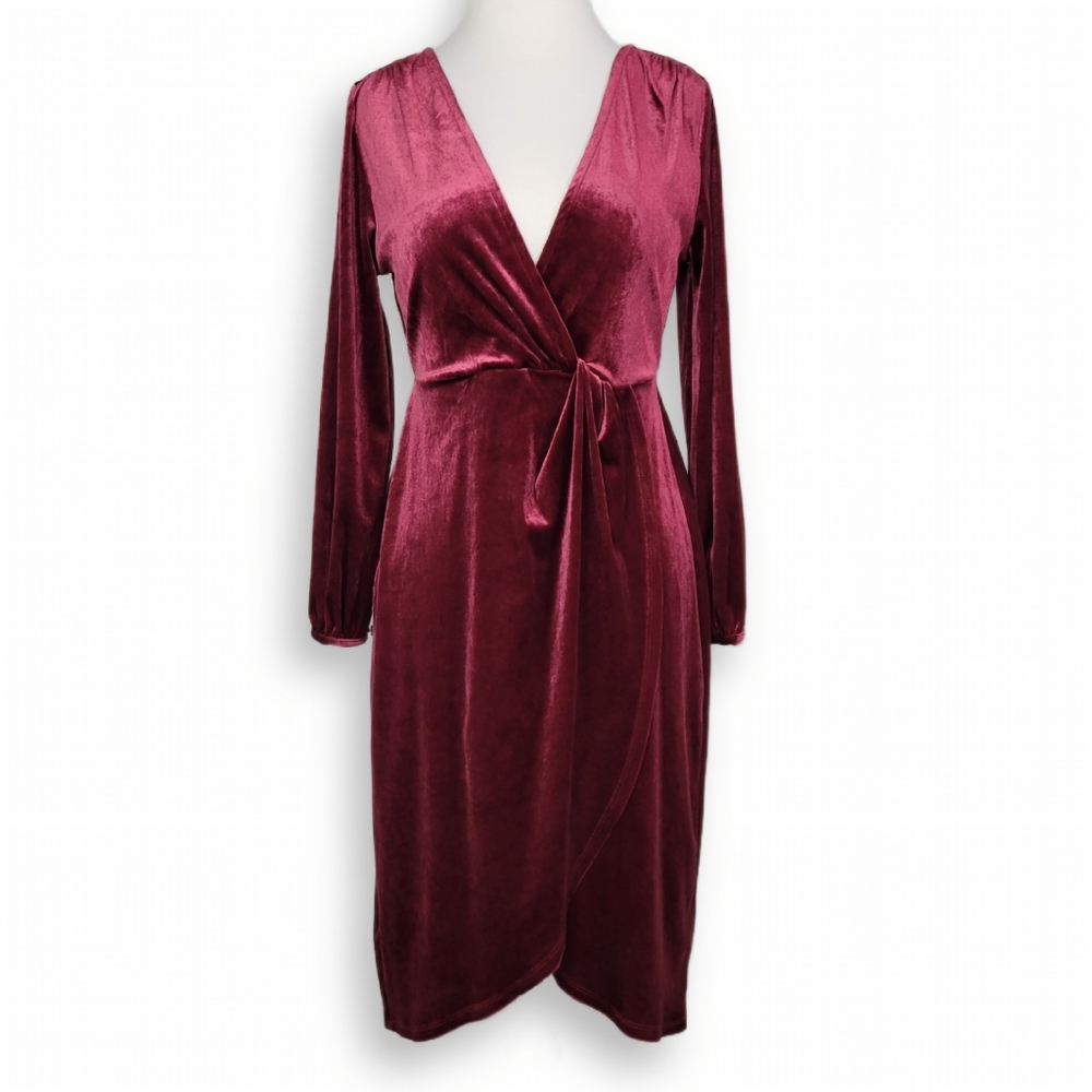 Velvet Burgundy Long Sleeve Dress